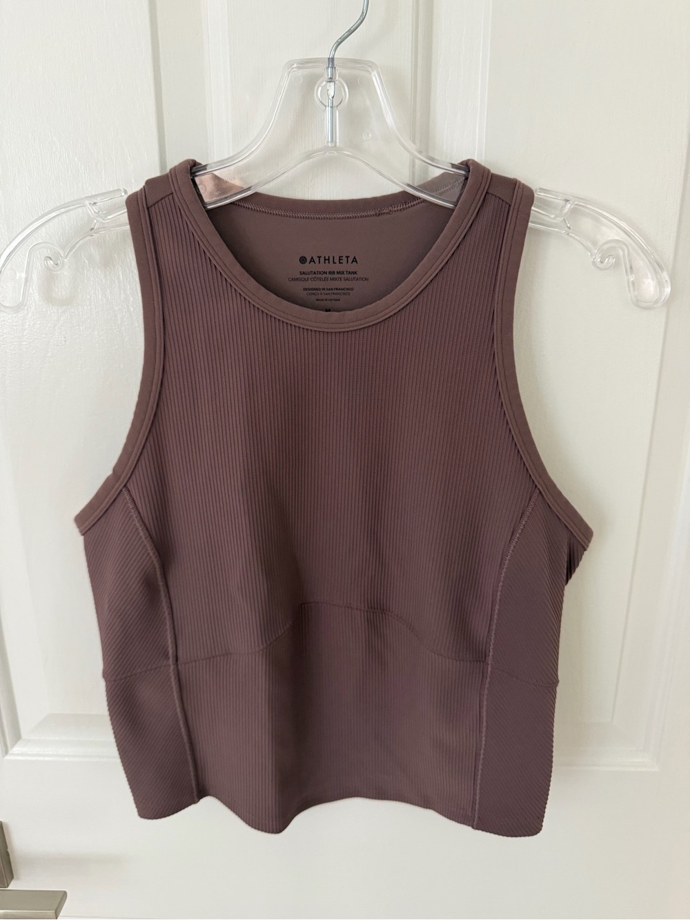 Athleta Salutation Rib Mix Ribbed Racerback Tank Smokey Rose - Picture 2 of 4